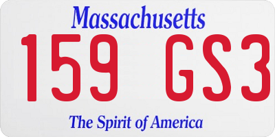 MA license plate 159GS3