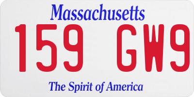 MA license plate 159GW9