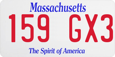 MA license plate 159GX3