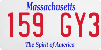 MA license plate 159GY3