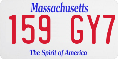 MA license plate 159GY7