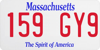 MA license plate 159GY9