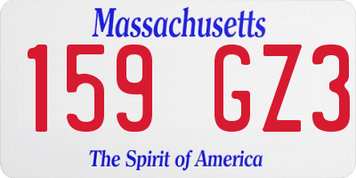 MA license plate 159GZ3