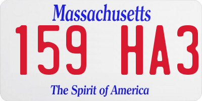 MA license plate 159HA3