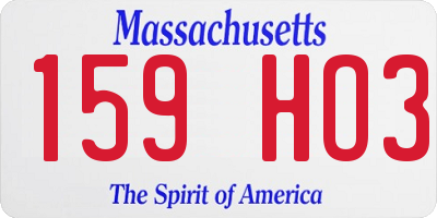MA license plate 159HO3