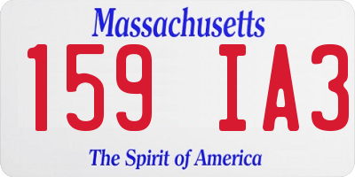 MA license plate 159IA3