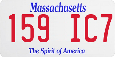 MA license plate 159IC7