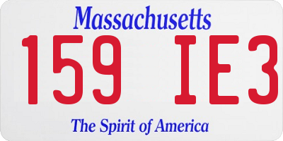 MA license plate 159IE3