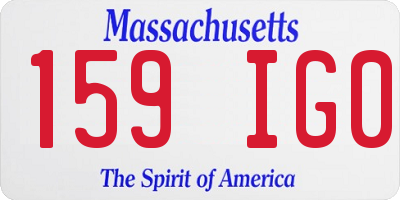 MA license plate 159IG0