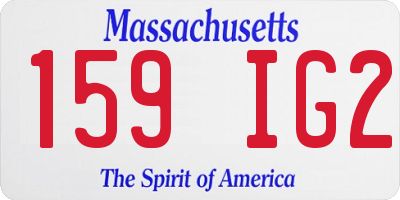 MA license plate 159IG2