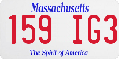 MA license plate 159IG3