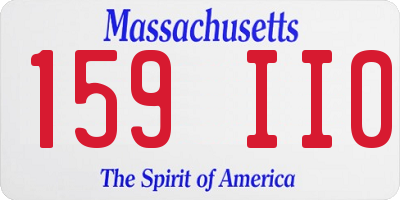 MA license plate 159II0