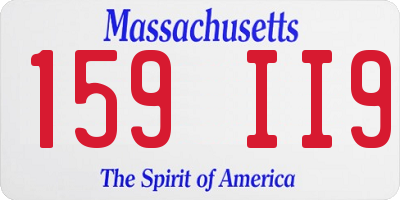 MA license plate 159II9