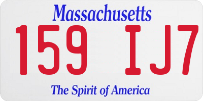 MA license plate 159IJ7