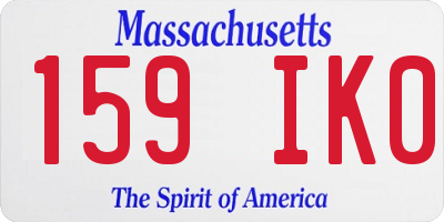 MA license plate 159IK0