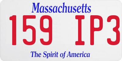MA license plate 159IP3