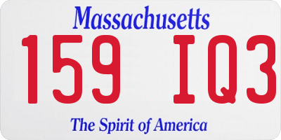 MA license plate 159IQ3