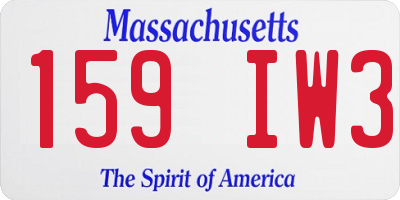 MA license plate 159IW3