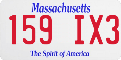 MA license plate 159IX3