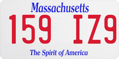 MA license plate 159IZ9