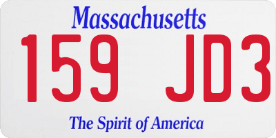 MA license plate 159JD3