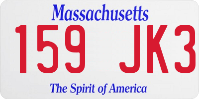 MA license plate 159JK3