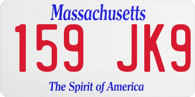 MA license plate 159JK9