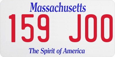 MA license plate 159JO0