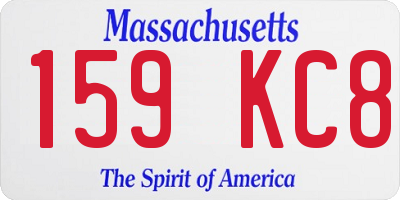 MA license plate 159KC8