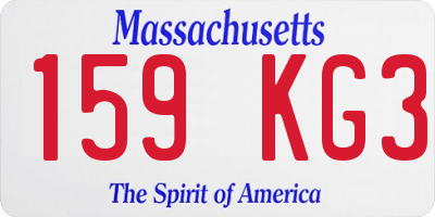 MA license plate 159KG3