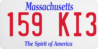 MA license plate 159KI3
