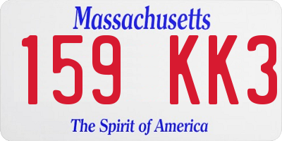 MA license plate 159KK3