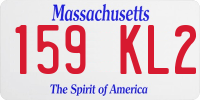 MA license plate 159KL2