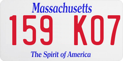 MA license plate 159KO7