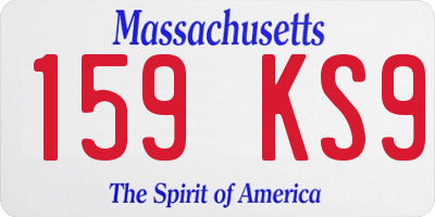 MA license plate 159KS9
