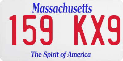 MA license plate 159KX9