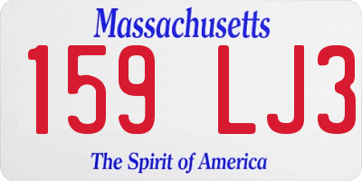 MA license plate 159LJ3