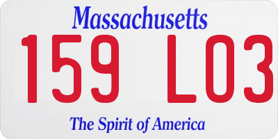 MA license plate 159LO3