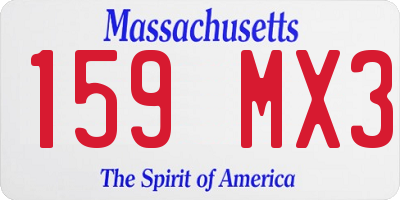 MA license plate 159MX3