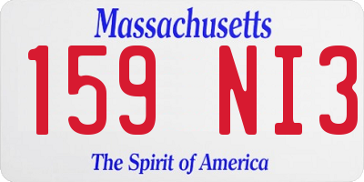 MA license plate 159NI3