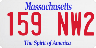 MA license plate 159NW2