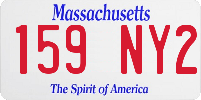 MA license plate 159NY2