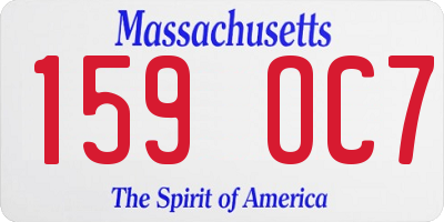 MA license plate 159OC7
