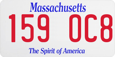 MA license plate 159OC8