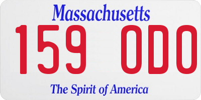 MA license plate 159OD0