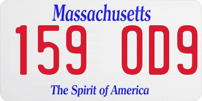 MA license plate 159OD9