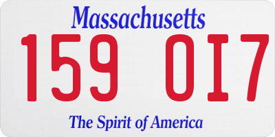 MA license plate 159OI7