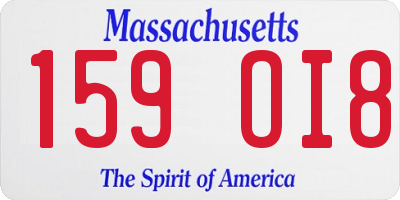 MA license plate 159OI8