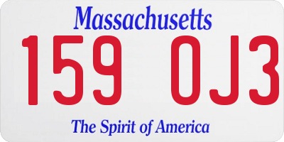 MA license plate 159OJ3