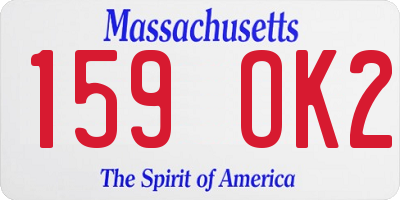 MA license plate 159OK2